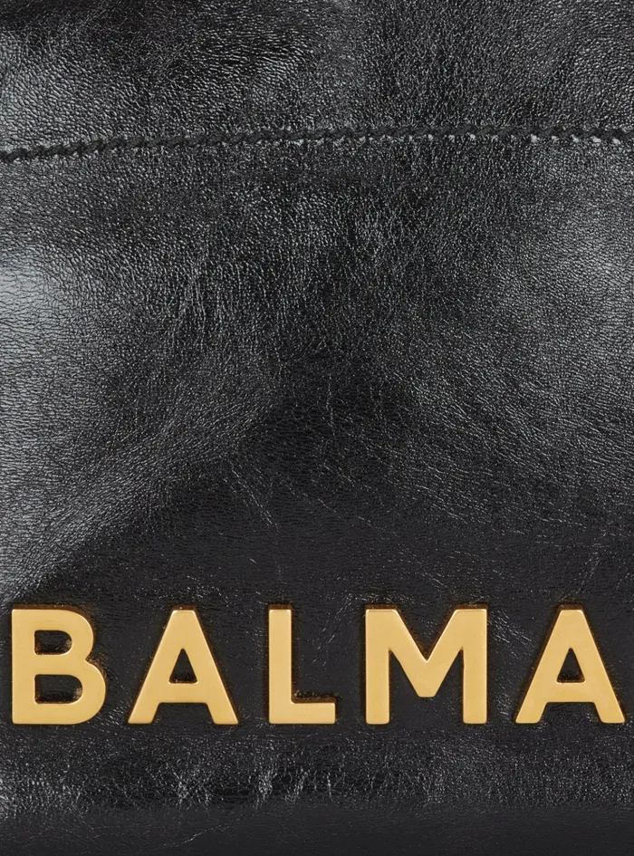 1945 Soft Crinkled Leather Tote Bag Black Women Balmain Tote Bags