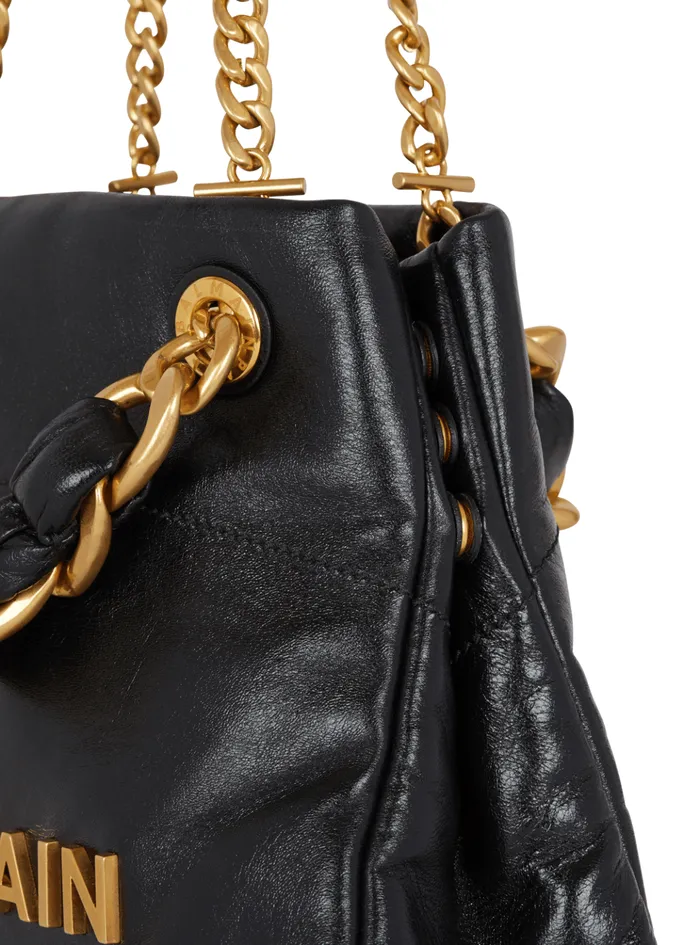 1945 Soft Crinkled Leather Tote Bag Black Women Balmain Tote Bags