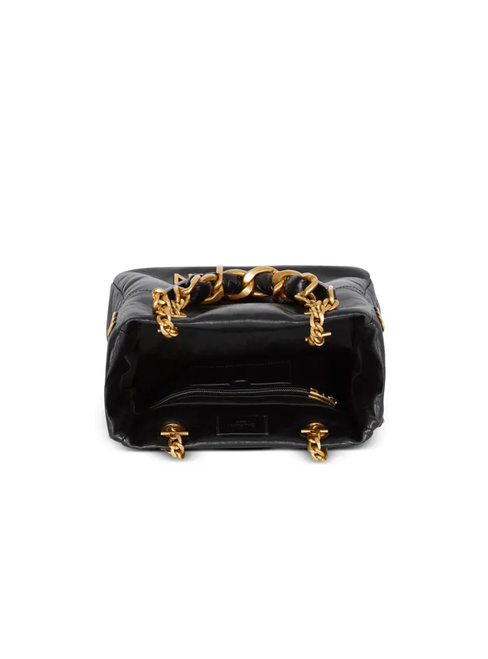 1945 Soft Crinkled Leather Tote Bag Black Women Balmain Tote Bags