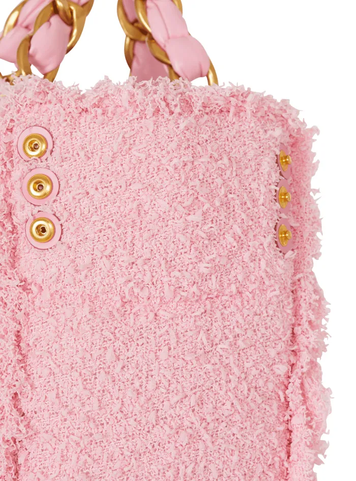 1945 Soft Tweed Tote Bag Pink Women Balmain Shoulder Bags
