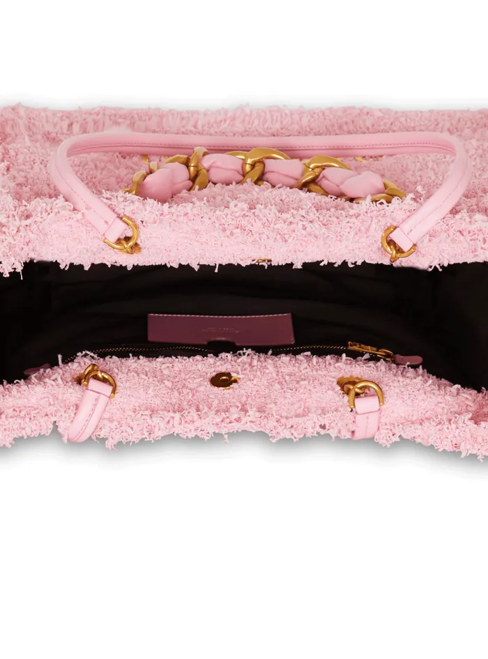 1945 Soft Tweed Tote Bag Pink Women Balmain Shoulder Bags