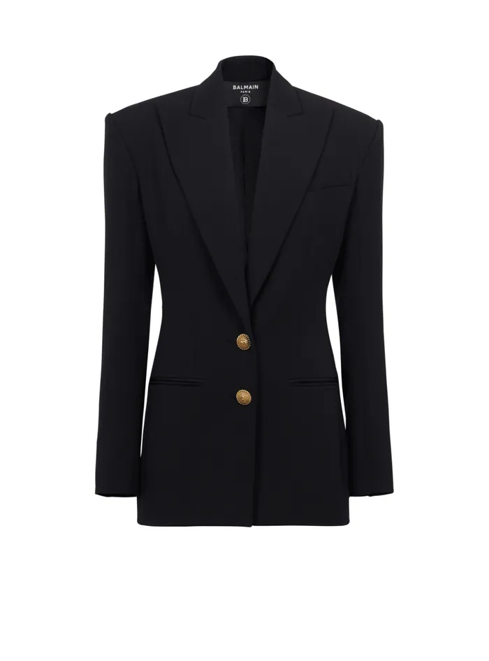 2button Cinchedwaist Jacket Black Women Balmain Jackets And Blazers