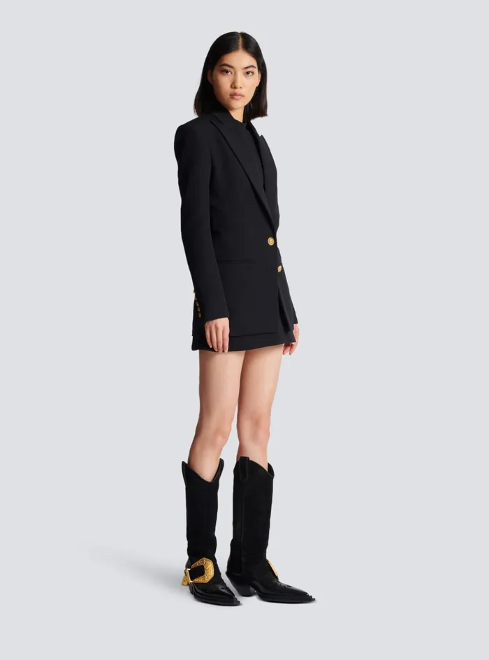 2button Cinchedwaist Jacket Black Women Balmain Jackets And Blazers