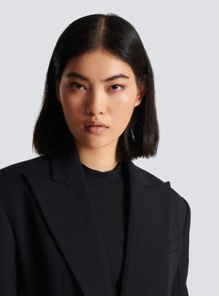 2button Cinchedwaist Jacket Black Women Balmain Jackets And Blazers