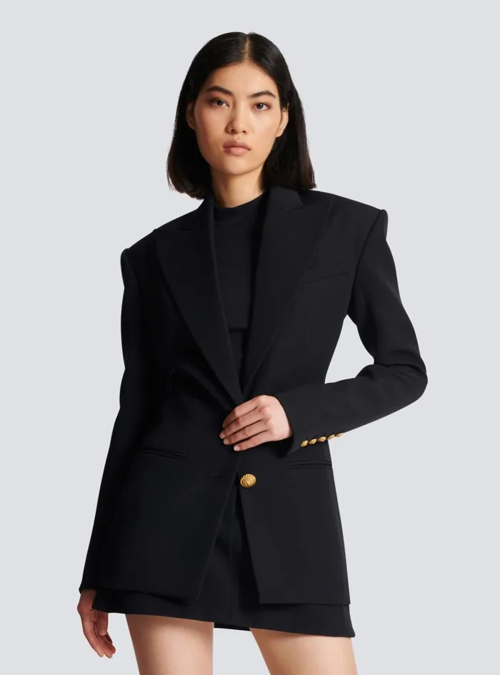 2button Cinchedwaist Jacket Black Women Balmain Jackets And Blazers