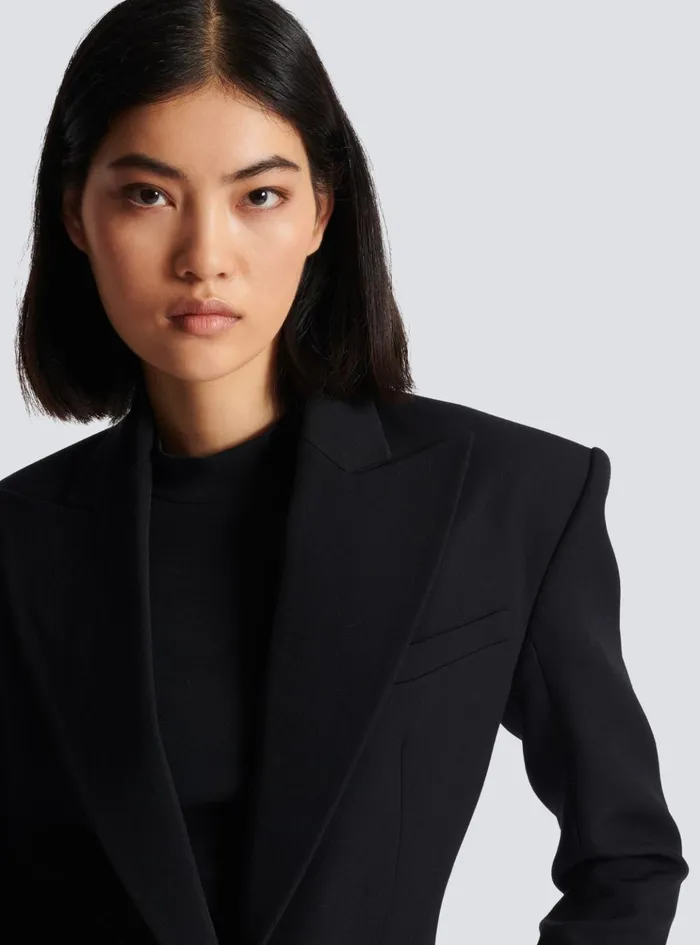 2button Cinchedwaist Jacket Black Women Balmain Jackets And Blazers