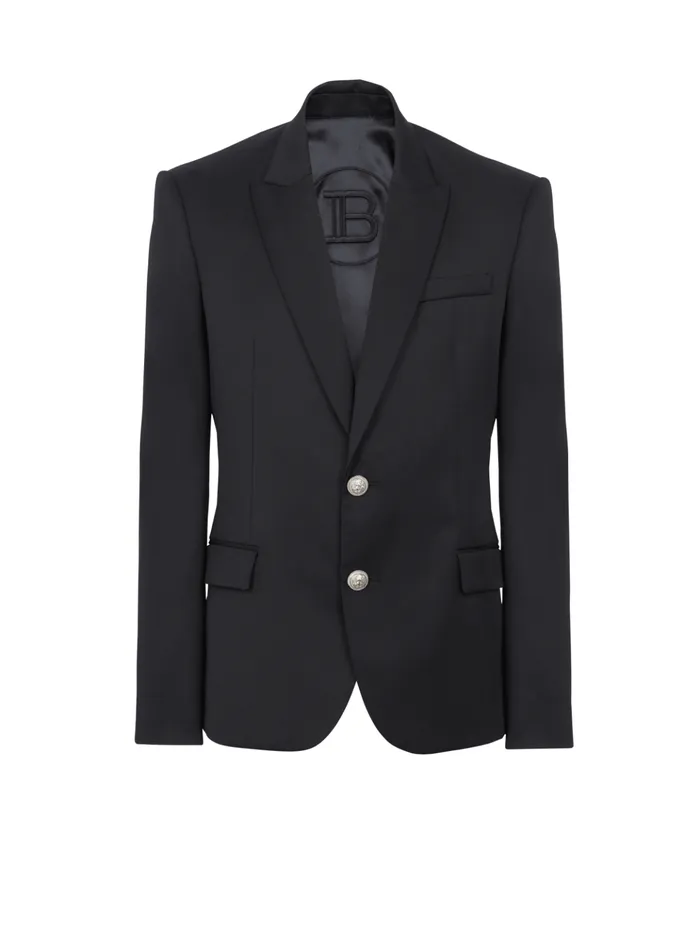 2button Wool Jacket Black Men Balmain Jackets And Blazers