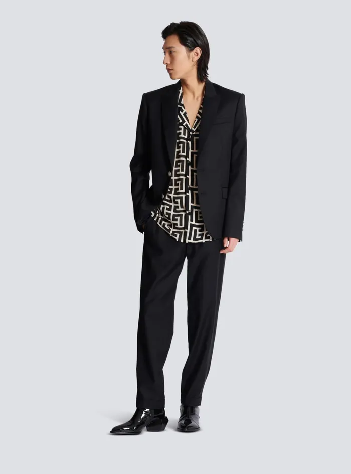 2button Wool Jacket Black Men Balmain Jackets And Blazers