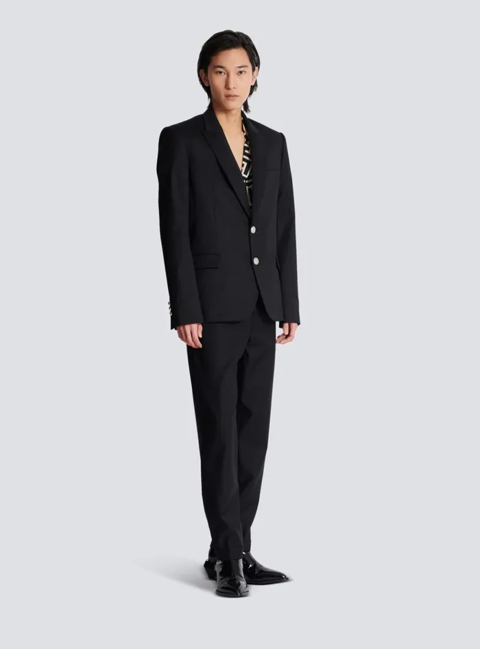2button Wool Jacket Black Men Balmain Jackets And Blazers
