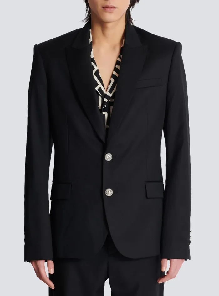 2button Wool Jacket Black Men Balmain Jackets And Blazers