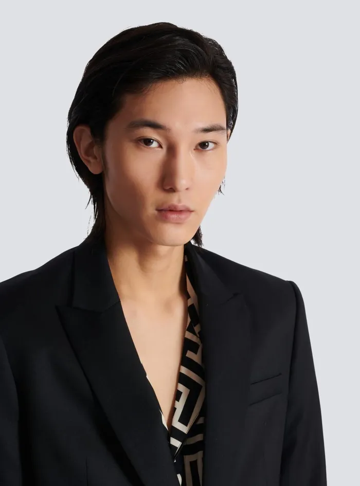 2button Wool Jacket Black Men Balmain Jackets And Blazers