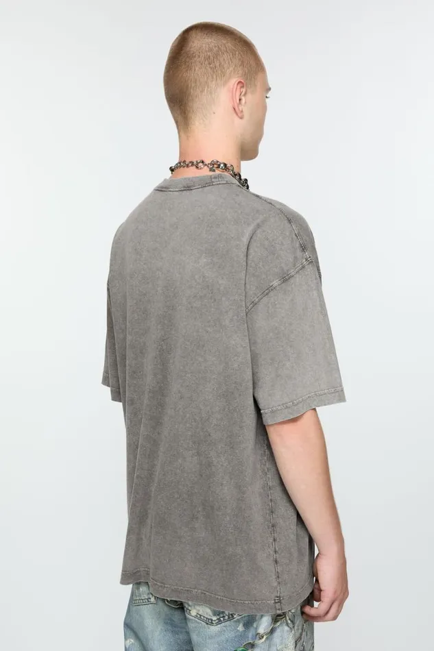 Acne Studios Blurred Logo Tshirt 8211 Relaxed Unisex Fit Faded Grey Women Tshirts