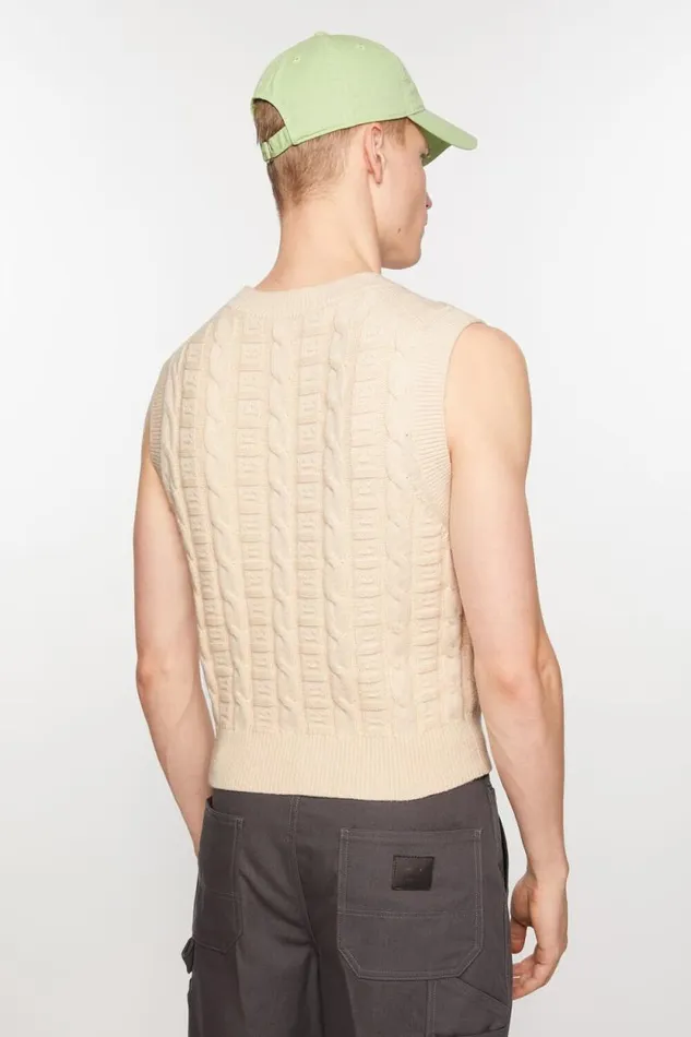 Acne Studios Cable Wool Sleeveless Jumper Oatmeal Melange Men Knitwear