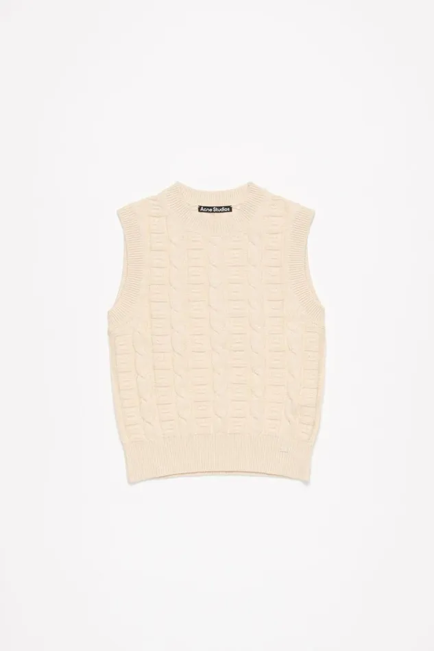 Acne Studios Cable Wool Sleeveless Jumper Oatmeal Melange Men Knitwear