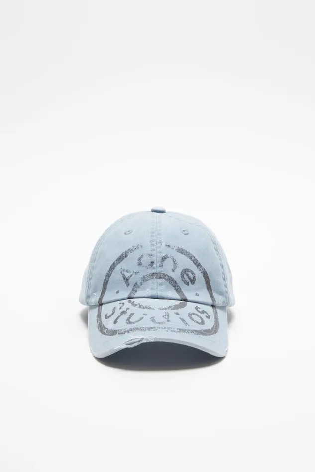 Acne Studios Cap Printed Logo Pale Blue Men Hats