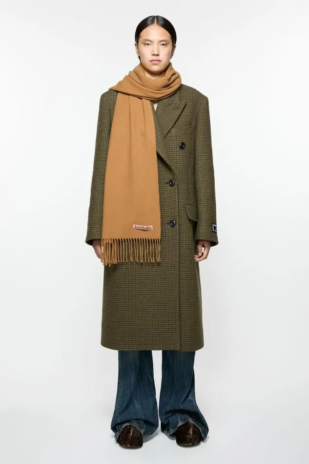 Acne Studios Cashmere Fringe Scarf 8211 Narrow Dark Camel Women Scarves