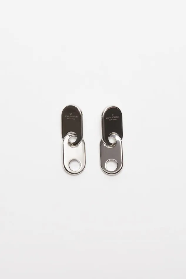 Acne Studios Chain Lock Earring Silver Women Jewellery