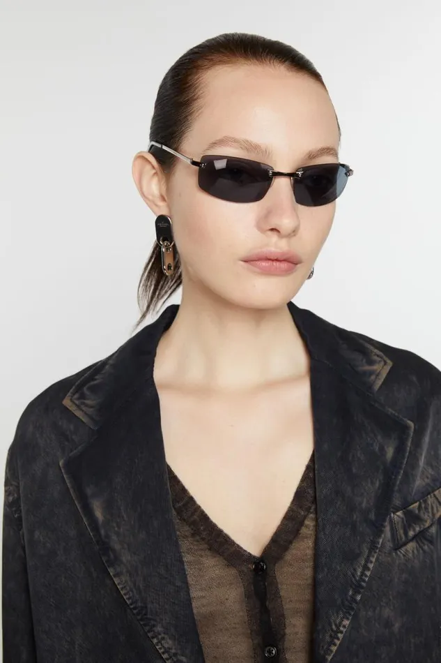 Acne Studios Chain Lock Earring Silver Women Jewellery