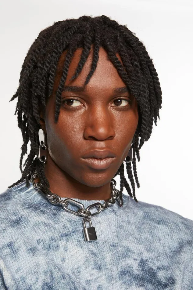 Acne Studios Chain Lock Earring Silver Women Jewellery