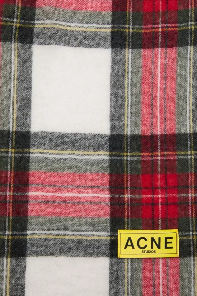Acne Studios Check Fringe Scarf Blackredwhite Women Scarves Acne Studios Check Fringe Scarf Blackredwhite Women Scarves