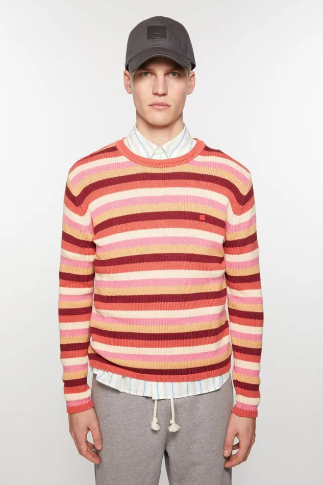 Acne Studios Crew Neck Sweater Rusty Orangemulti Men Knitwear