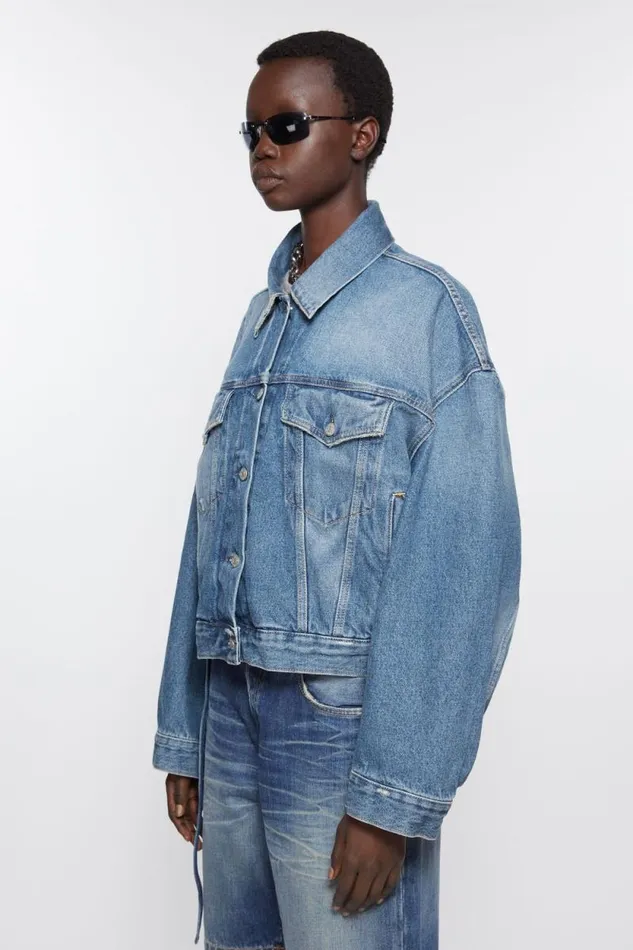 Acne Studios Denim Jacket 8211 Relaxed Cropped Fit Mid Blue Women Outerwear Acne Studios Denim Jacket 8211 Relaxed Cropped Fit Mid Blue Women Outerwear