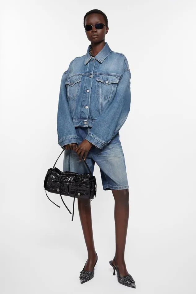 Acne Studios Denim Jacket 8211 Relaxed Cropped Fit Mid Blue Women Outerwear Acne Studios Denim Jacket 8211 Relaxed Cropped Fit Mid Blue Women Outerwear