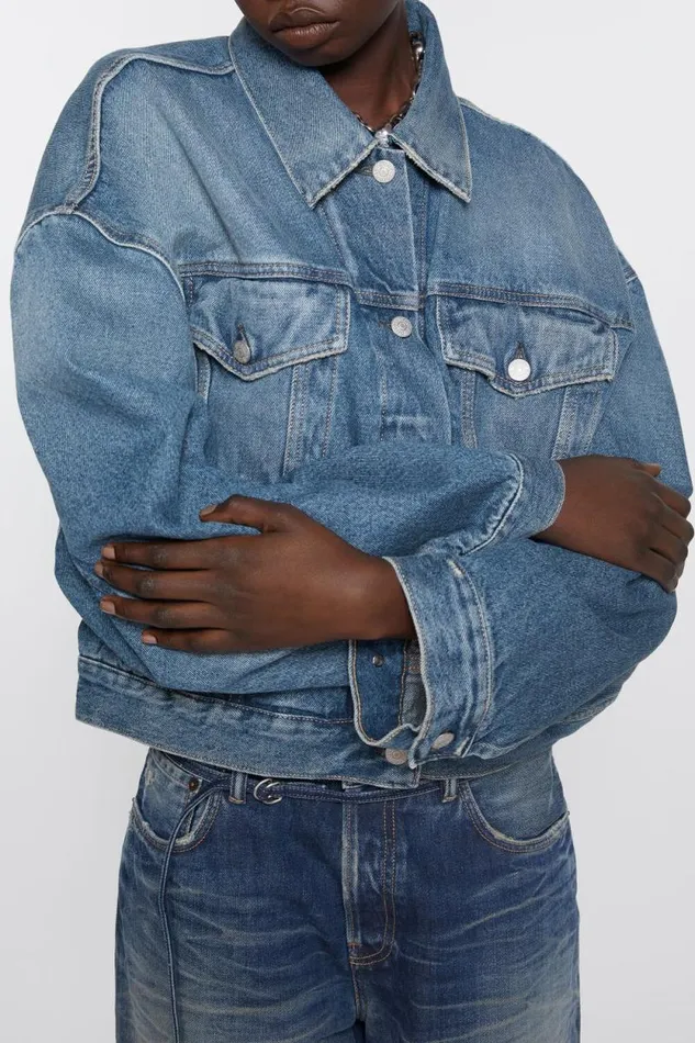 Acne Studios Denim Jacket 8211 Relaxed Cropped Fit Mid Blue Women Outerwear Acne Studios Denim Jacket 8211 Relaxed Cropped Fit Mid Blue Women Outerwear