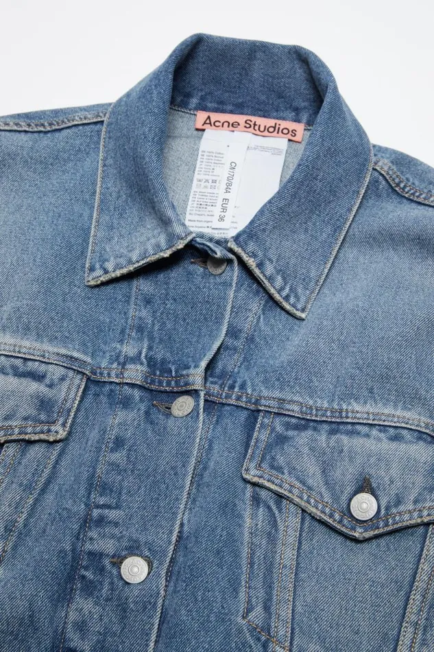 Acne Studios Denim Jacket 8211 Relaxed Cropped Fit Mid Blue Women Outerwear Acne Studios Denim Jacket 8211 Relaxed Cropped Fit Mid Blue Women Outerwear