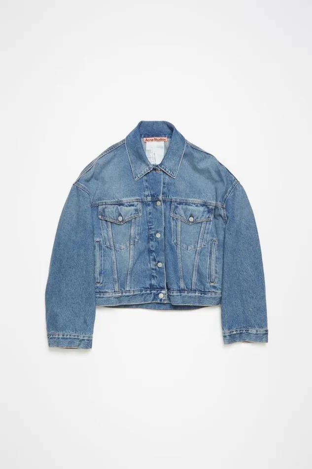 Acne Studios Denim Jacket 8211 Relaxed Cropped Fit Mid Blue Women Outerwear Acne Studios Denim Jacket 8211 Relaxed Cropped Fit Mid Blue Women Outerwear