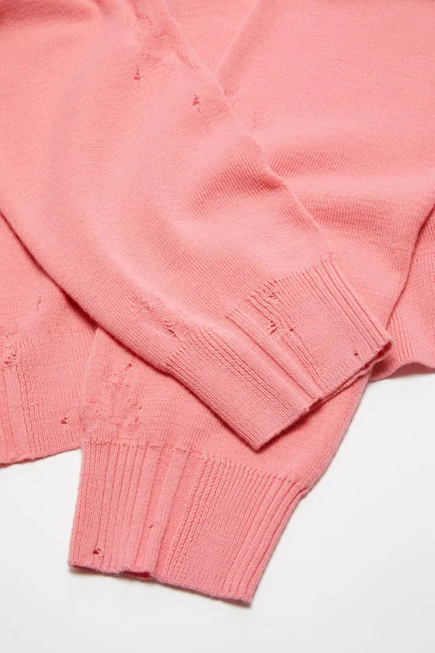 Acne Studios Distressed Zip Cardigan Pink Men Knitwear Acne Studios Distressed Zip Cardigan Pink Men Knitwear
