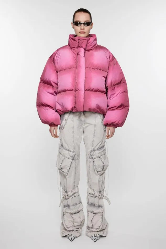 Acne Studios Down Puffer Jacket Tango Pink Women Outerwear