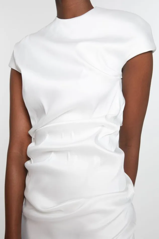 Acne Studios Draped Tshirt Dress Optic White Women Dresses Acne Studios Draped Tshirt Dress Optic White Women Dresses