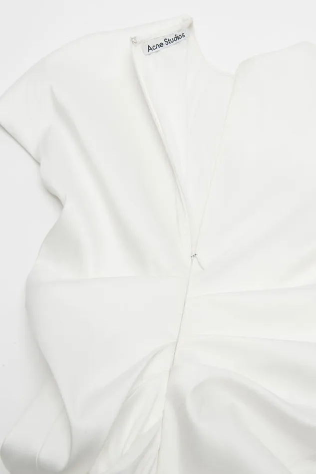 Acne Studios Draped Tshirt Dress Optic White Women Dresses Acne Studios Draped Tshirt Dress Optic White Women Dresses