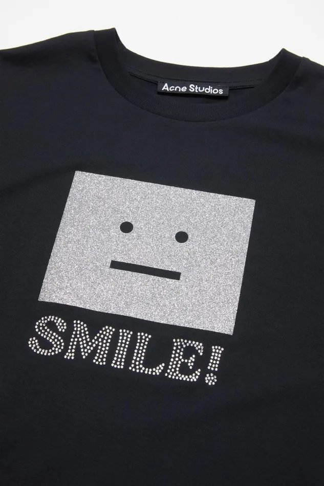 Acne Studios Face Logo Tshirt 8211 Relaxed Fit Black Women Tshirts Acne Studios Face Logo Tshirt 8211 Relaxed Fit Black Women Tshirts