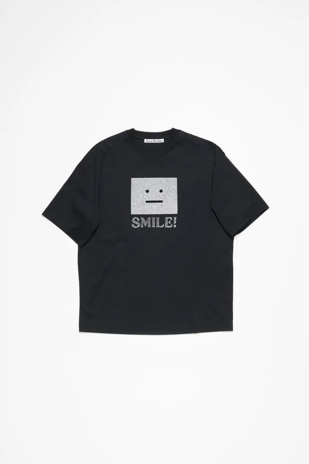 Acne Studios Face Logo Tshirt 8211 Relaxed Fit Black Women Tshirts Acne Studios Face Logo Tshirt 8211 Relaxed Fit Black Women Tshirts