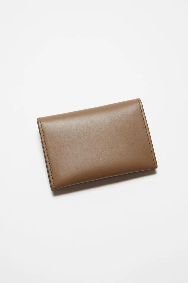 Acne Studios Folded Card Holder Camel Brown Women Small Leather Goods