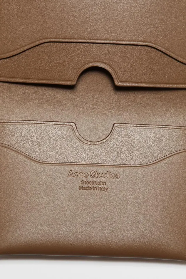 Acne Studios Folded Card Holder Camel Brown Women Small Leather Goods