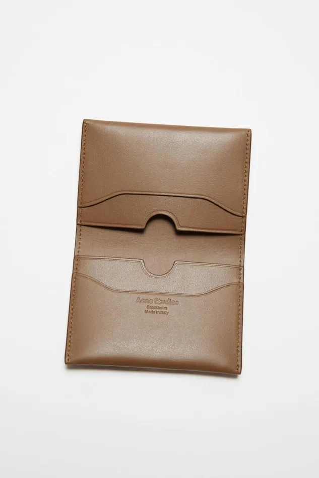 Acne Studios Folded Card Holder Camel Brown Women Small Leather Goods