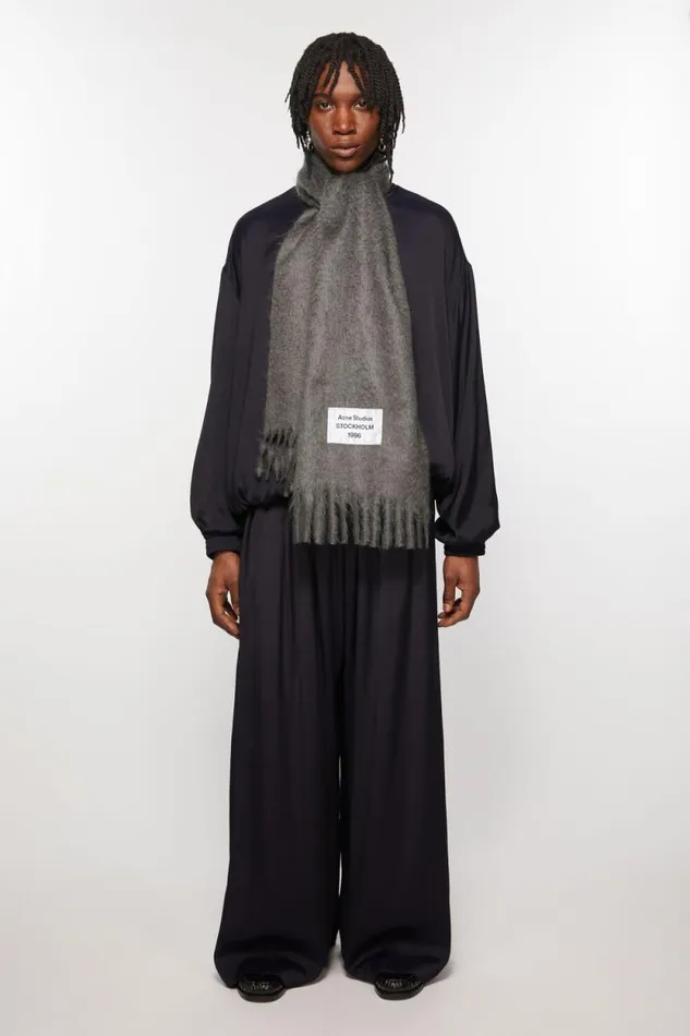 Acne Studios Fringe Alpaca Scarf Grey Women Scarves Acne Studios Fringe Alpaca Scarf Grey Women Scarves