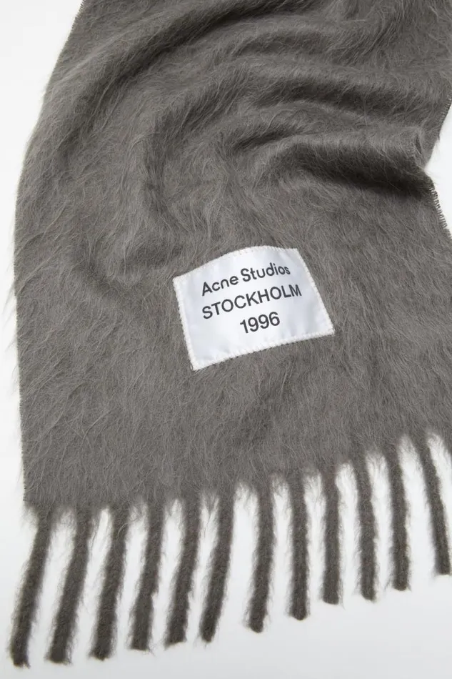 Acne Studios Fringe Alpaca Scarf Grey Women Scarves Acne Studios Fringe Alpaca Scarf Grey Women Scarves