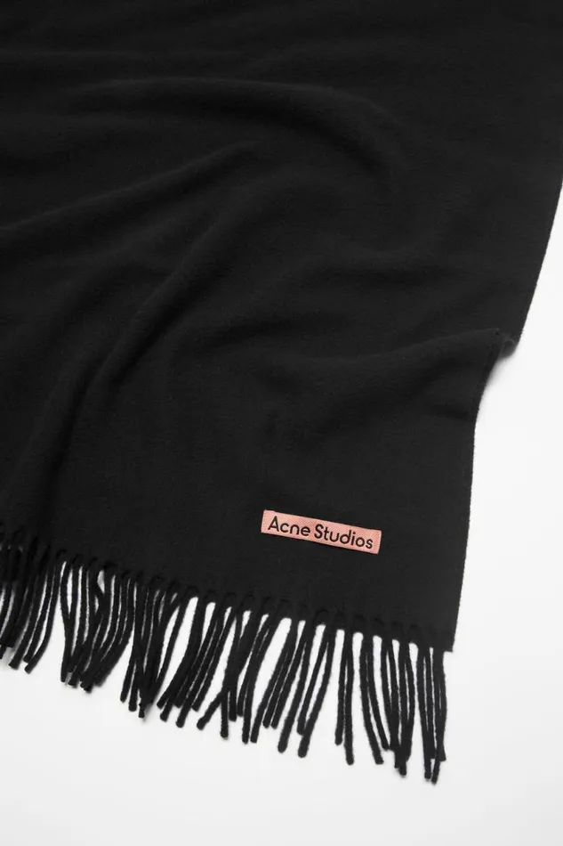 Acne Studios Fringe Wool Scarf 8211 Oversized Black Men Scarves Acne Studios Fringe Wool Scarf 8211 Oversized Black Men Scarves