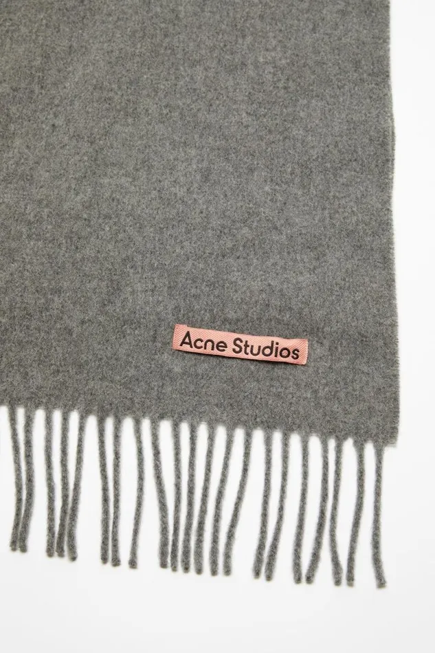 Acne Studios Fringe Wool Scarf 8211 Oversized Grey Melange Women Scarves