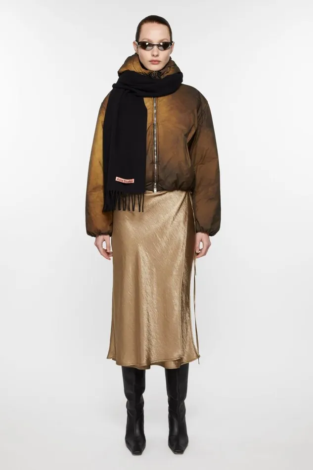 Acne Studios Fringe Wool Scarf Narrow Black Women Scarves Acne Studios Fringe Wool Scarf Narrow Black Women Scarves