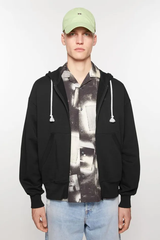 Acne Studios Hooded Zip Sweater Black Men Sweatshirts