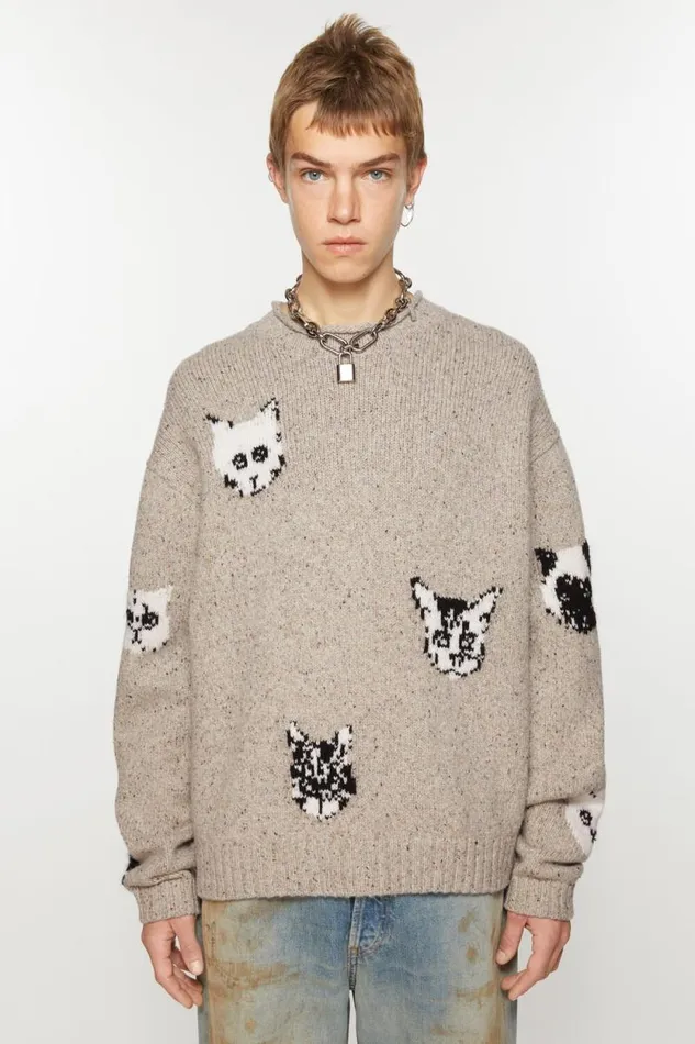 Acne Studios Jacquard Jumper Beige Women Knitwear