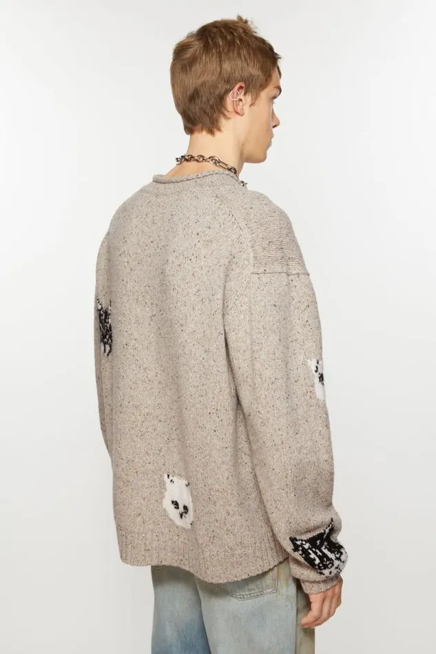 Acne Studios Jacquard Jumper Beige Women Knitwear Acne Studios Jacquard Jumper Beige Women Knitwear