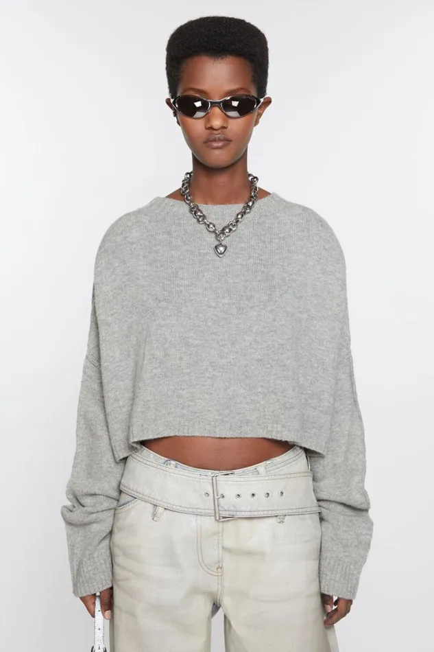 Acne Studios Jumper Wool Cashmere Grey Melange Women Knitwear