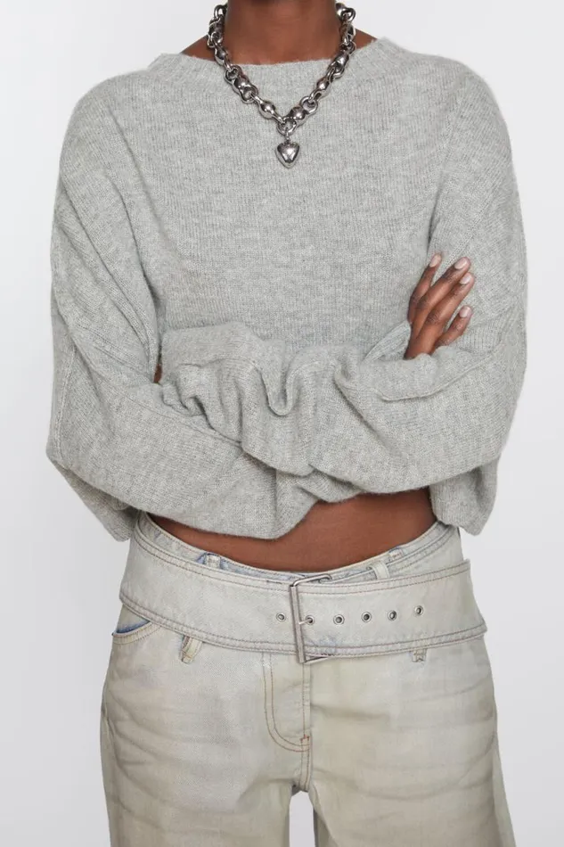 Acne Studios Jumper Wool Cashmere Grey Melange Women Knitwear Acne Studios Jumper Wool Cashmere Grey Melange Women Knitwear