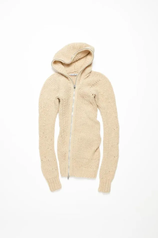 Acne Studios Knit Hooded Dress Ecru Beige Women Dresses